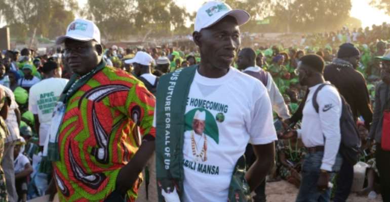 Supporters of Yahya Jammeh rallied last month as the former Gambian leader is accused of atrocities at truth and reconciliation hearings. By ROMAIN CHANSON (AFP)