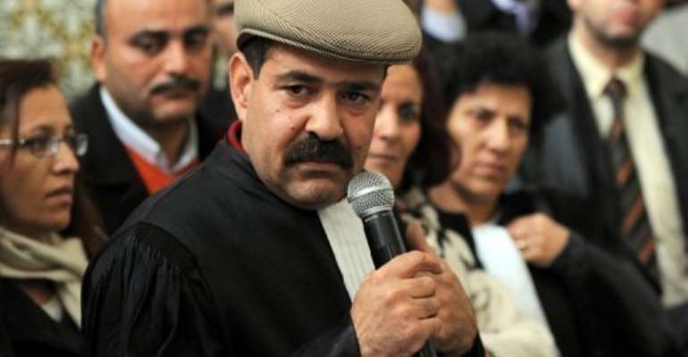 Chokri Belaid pictured in Sidi Bouzid, Tunisia on December 29, 2010. By Fethi Belaid (AFP/File)