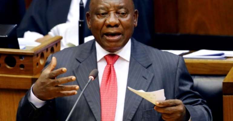 Under fire: Ramaphosa. By MIKE HUTCHINGS (POOL/AFP)
