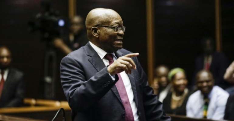 Zuma is accused of taking a rakeoff from a 1999 arms deal with French giant Thales. By MICHELE SPATARI (POOL/AFP)