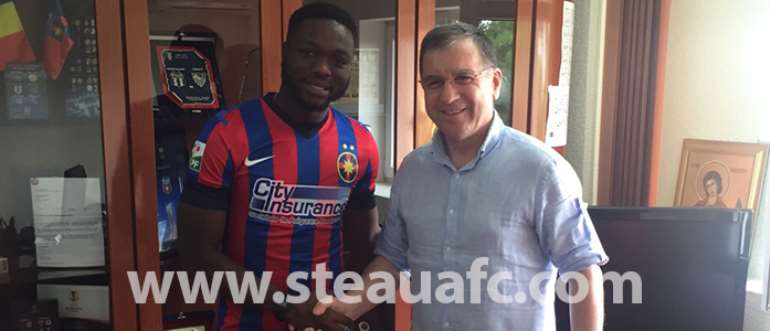 Muniru Sulley and Steaua Bucuresti club president.