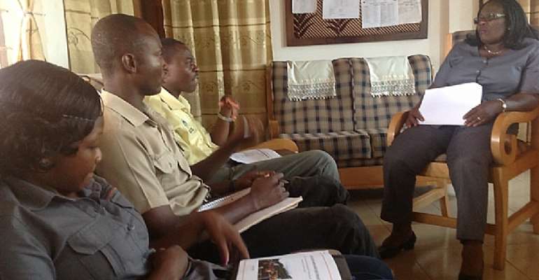 SUSTAINABILITY TEAM OF ANGLOGOLD ASHANTI DUAPRIEM MINE IN A CHAT WITH THE TARKWA NSUAEUM MUNICIPL A ASEMBLY EDUCATION DIRECTOR