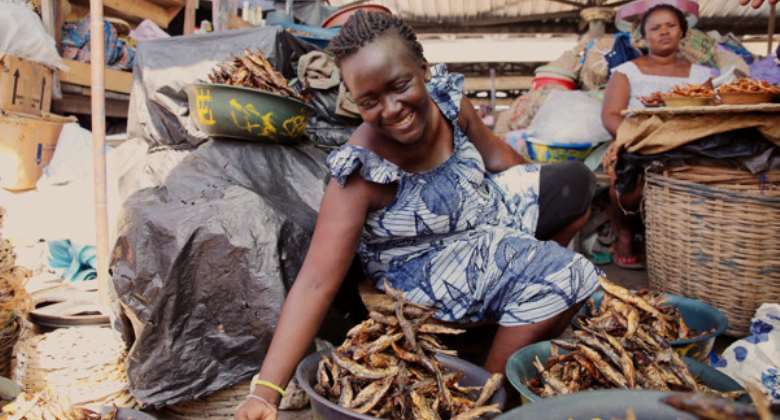 Salt cured fish is sold at the Grand March in Lome, Togo. Image: Melissa Cooperman