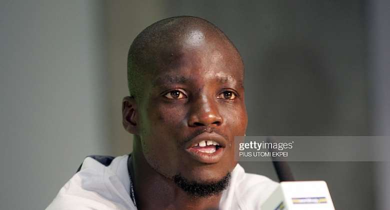 Cologne, GERMANY: Ghanaian skipper midfielder Stephen Appiah speaks of match plans against the Czech players during a media briefing in Cologne, 16 June 2006, on the eve of the 2006 Fifa World Cup football match Czech Republic vs Ghana. AFP PHOTO / PIUS UTOMI EKPEI (Photo credit should read PIUS UTOMI EKPEI/AFP via Getty Images)