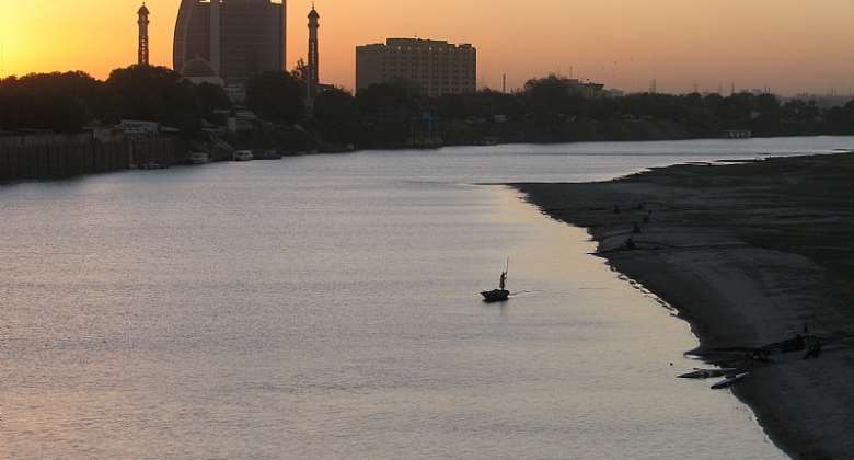 Sun setting on the Nile River in Khartoum