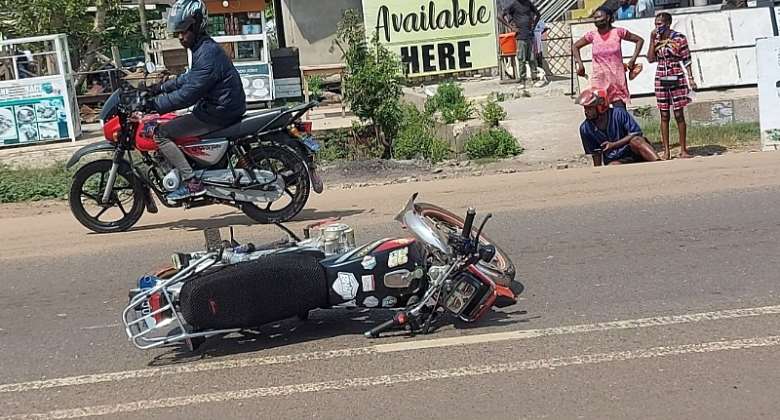 Speeding motorbike runs over pedestrian at Nungua