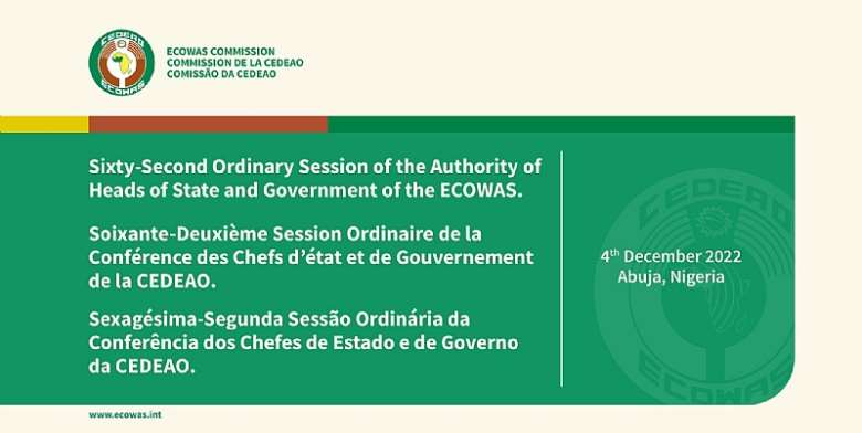 ECOWAS Authority of Heads of State and Government to hold Sixty-Second Ordinary Session in Abuja
