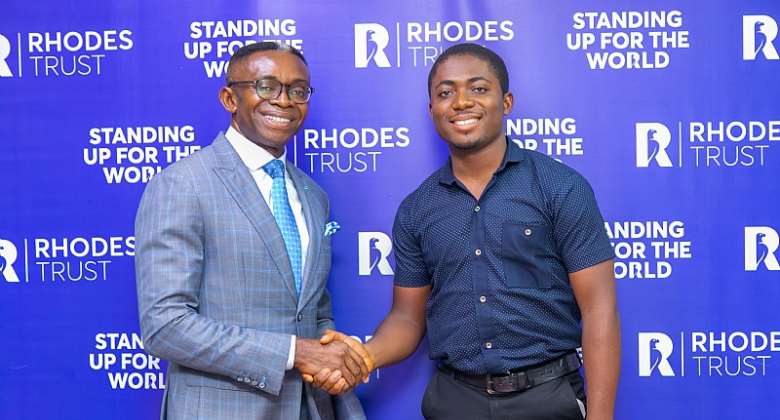 Rhodes National Secretary for West Africa, Ike Chioke with 2020 Rhodes Scholar-Elect, Godwin Nwangele
