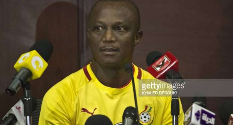 Ghanas head coach James Kwesi Appiah attends a press conference in Cairo on November 18, 2013 a day before his WC2014 African zone qualifiers football match against Egypt. Egypt will attempt to engineer a World Cup miracle by overturning a 6-1 deficit against Ghana on November 19 and snatch a spot in the finals in Brazil next year. AFP PHOTO  KHALED DESOUKI Photo credit should read KHALED DESOUKIAFP via Getty Images