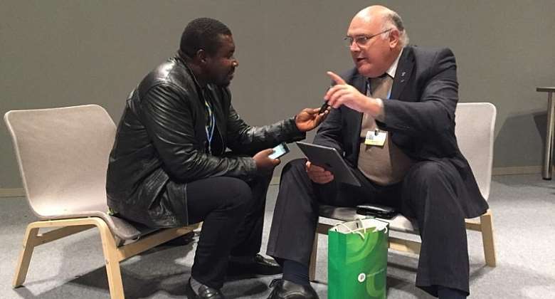 WFO President, Theo de Jager, speaking to Kofi Adu Domfeh at COP25 Madrid