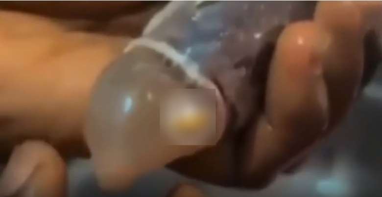 Video: Lady almost prepares soup with condom