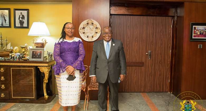 UNDP's Angela Lusigi in a photograph with President Akufo-Addo