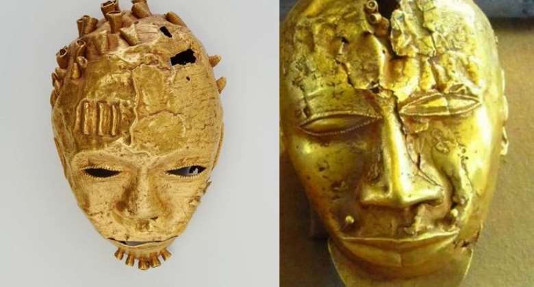 Asante gold trophy and gold mask