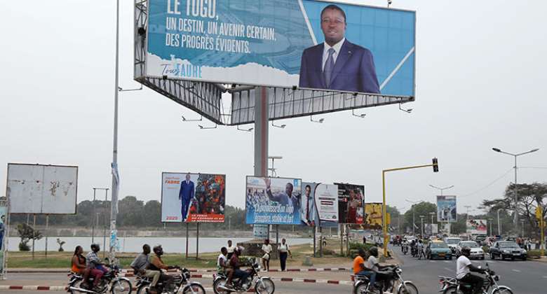 A billboard of President Faure Gnassingbe is seen in Lome, Togo, on February 19, 2020. CPJ recently joined a letter calling for the Togolese government to maintain internet access throughout the upcoming election. ReutersLuc Gnago