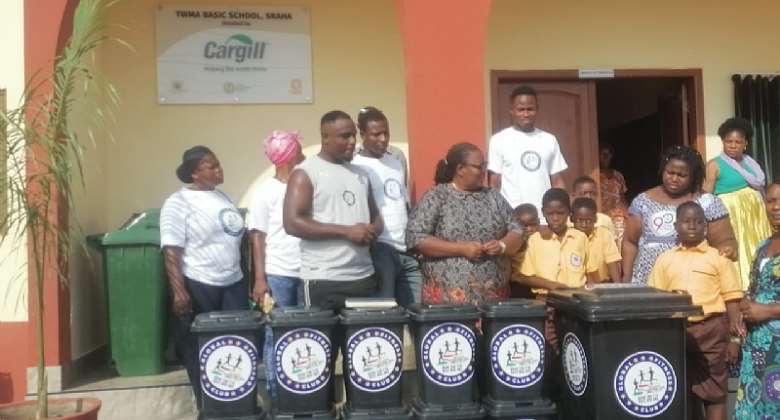 Global Fitness club donates waste bins to schools in Tema