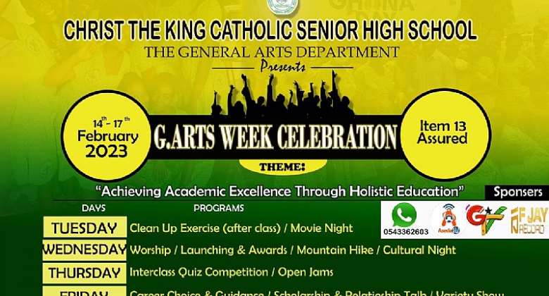 Christ the king Catholic SHS to hold maiden Arts Week Celebration