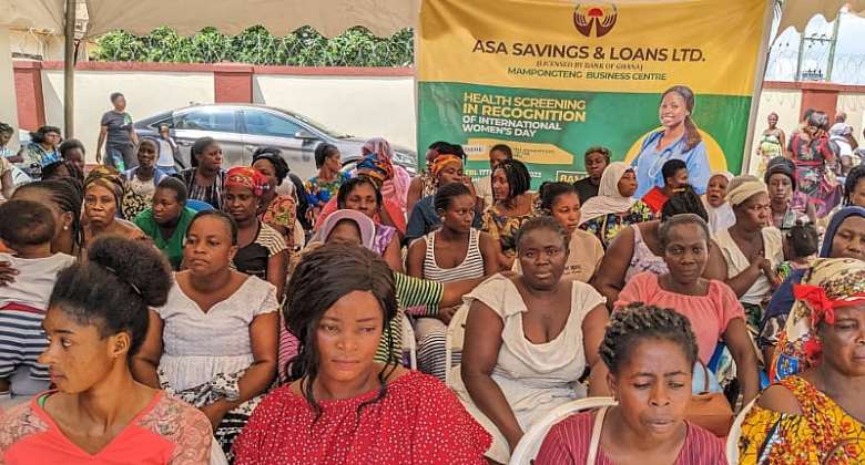 Clients of ASA Savings and Loans in Mamponteng receive free health screening