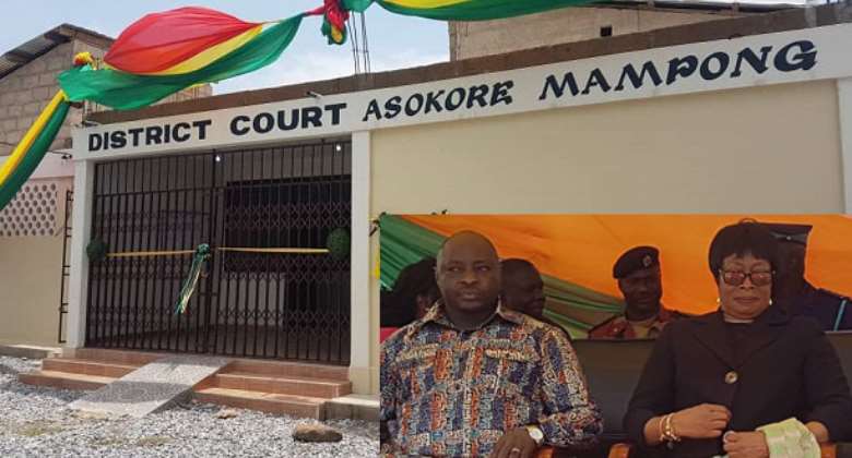 The court building. INSET: Sophia Akufo and Alidu Seidu