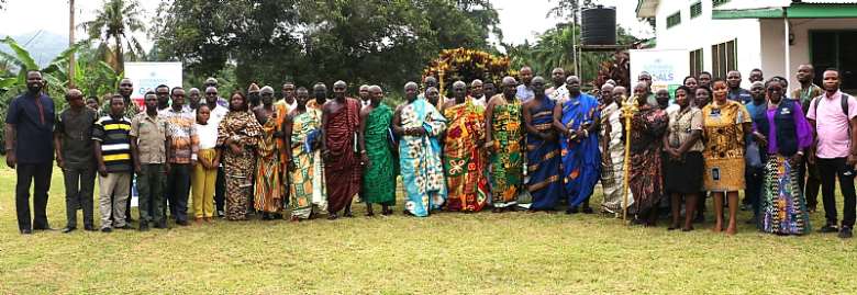 A group photo of chiefs and other stakeholders at the inception meeting of FOREST Okyeman project