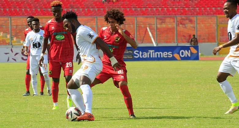 202122 GPL Week 28: Frank Etouga misses two penalties as Kotoko draw 1-1 with Aduana Stars