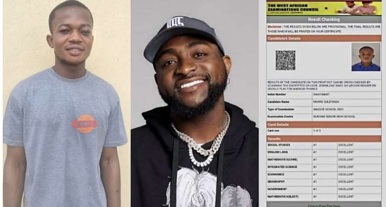 Davido secures scholarship for brilliant but needy 8As Ghanaian student