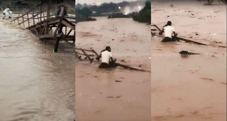 Kumasi: 50-year-old woman drowns after wooden footbridge collapses Video