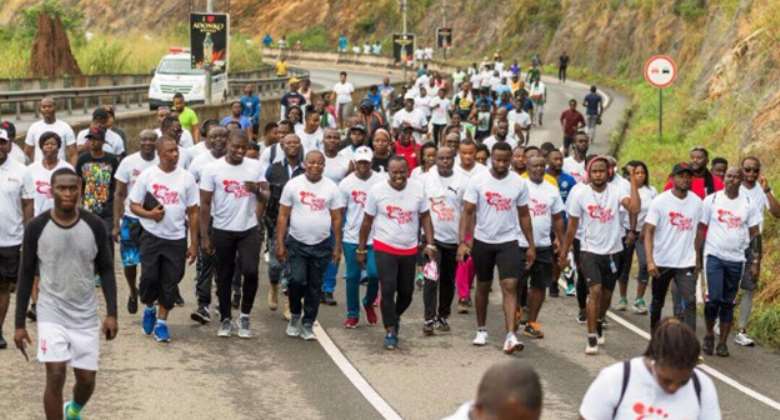 Hundreds joined Lexis Bill walk up the Mountain- courtesy Myjoyonline