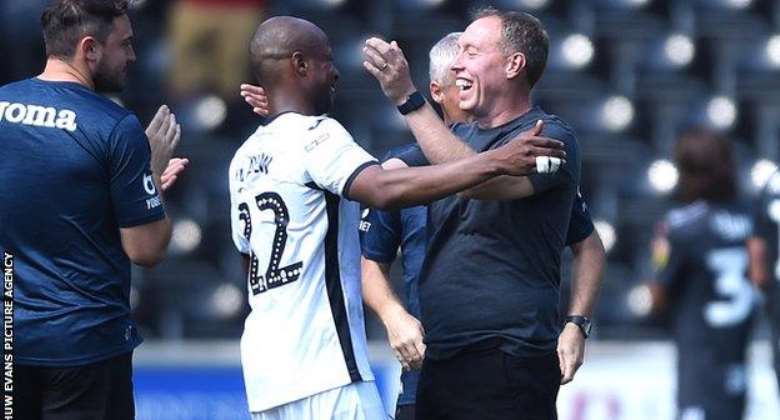 Steve Cooper (right) made Andre Ayew Swansea's vice-captain earlier this season
