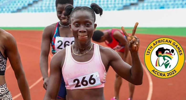 Mary Boakye wins womens 100m final at LOC 2023 Invitational Championship at Cape Coast