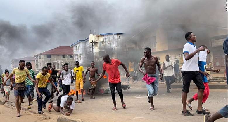 Unrest in Freetown, Sierra Leone.