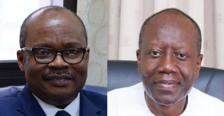 Governor of the Bank of Ghana, Dr. Ernest Addison Left and Finance Minister Ken Ofori-Atta Right