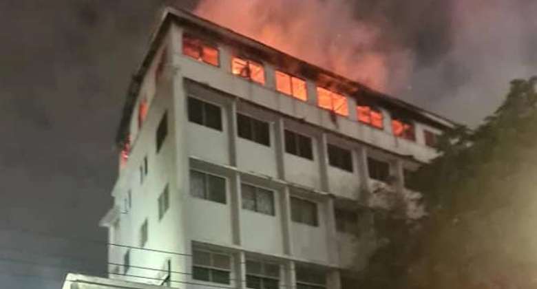 Fire razes hostel at Tudu in Accra