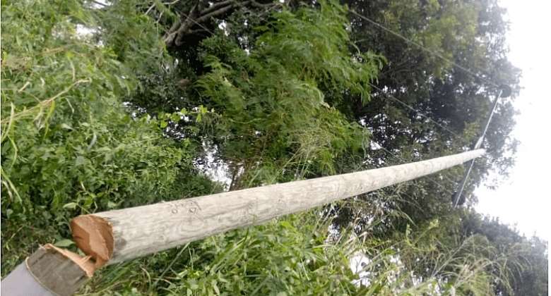 ER: ECG pole cut down by unidentified persons at Okwenya in Yilo Krobo