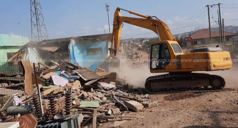 Homes demolished to make way for Anyaa to Antie-Aku, Santa Maria roads