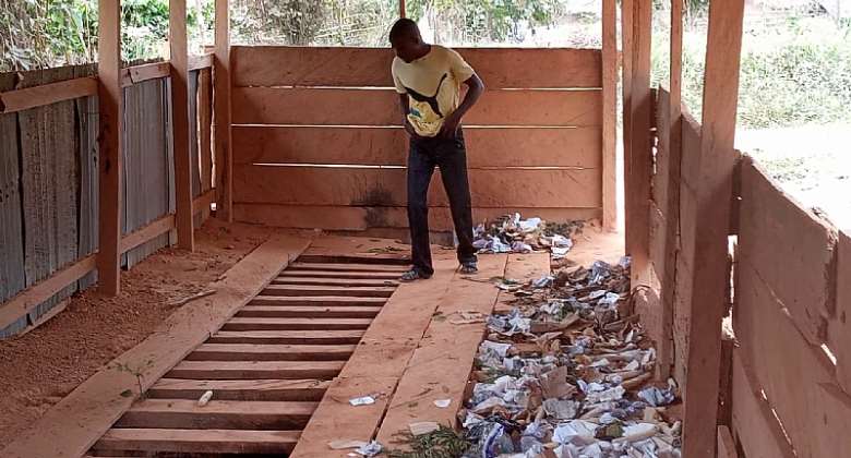 Open Defecation swallows Adumasa as residents avoid dilapidated public toilet.