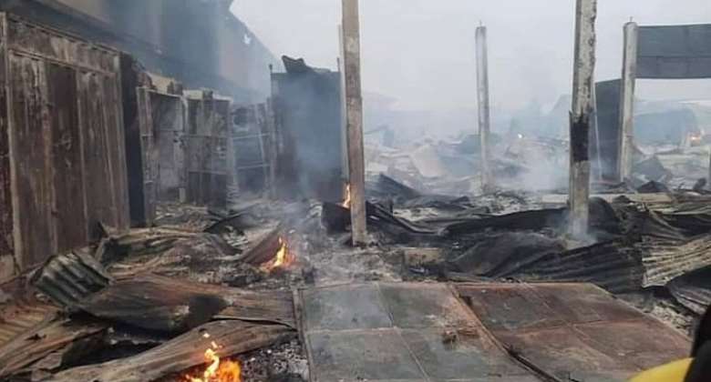 Over 100 Shops Destroyed by Fire in Akyem Oda