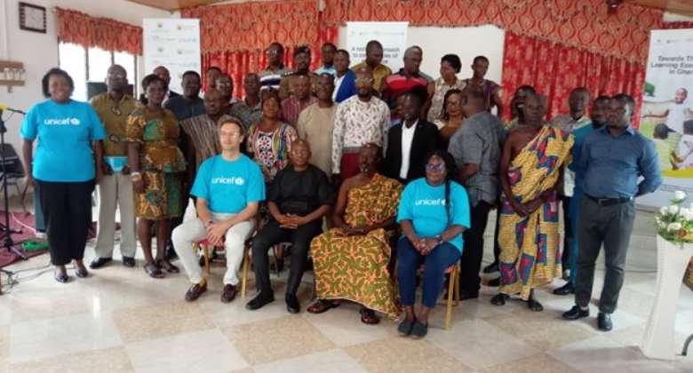 Hon. Isaac Koree in black with the reps from UNICEF and JACOBS Foundation and the stakeholders.