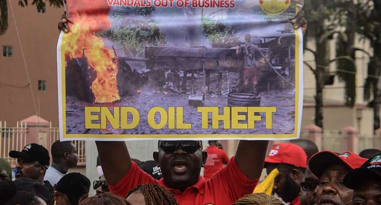 Members of the Petroleum and Natural Gas Senior Staff Association of Nigeria PENGASAN, during a protest over crude oil theft - Source: