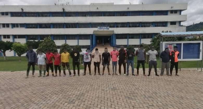 Galamsey: Police arrest 16 suspects in Rambo-style gunfire exchange at Asaman Tamfoe