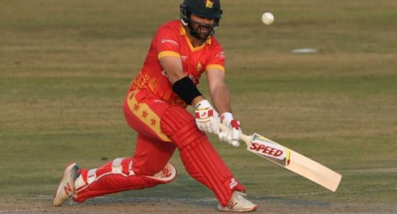 A file picture of Ryan Burl, who scored an unbeaten 51 for Zimbabwe against Afghanistan in a one-day international in Harare on June 6, 2022..  By Aamir QURESHI AFP