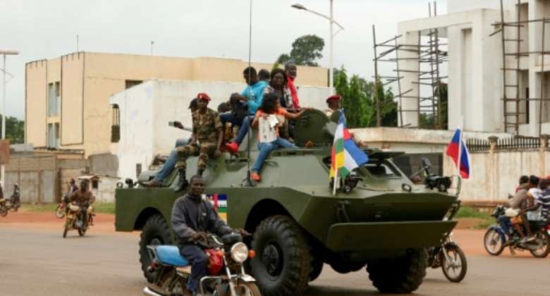 A Russian armoured personnel vehicle photographed in Bangui in October 2020 after Moscow dispatched support for the beleaguered Central African Republic's army.  By Camille Laffont AFPFile