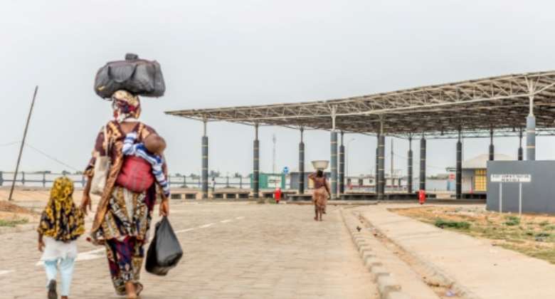 A very quiet Togo-Benin border crossing at Hillacondji..  By Yanick Folly AFP