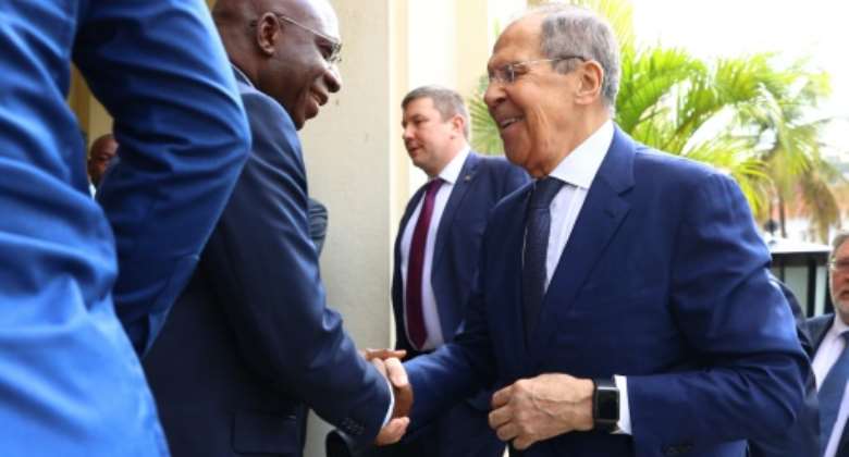 African aims: Russian Foreign Minister Sergei Lavrov with his Angolan counterpart Tete Antonio in Luanda in January.  By Handout RUSSIAN FOREIGN MINISTRYAFP