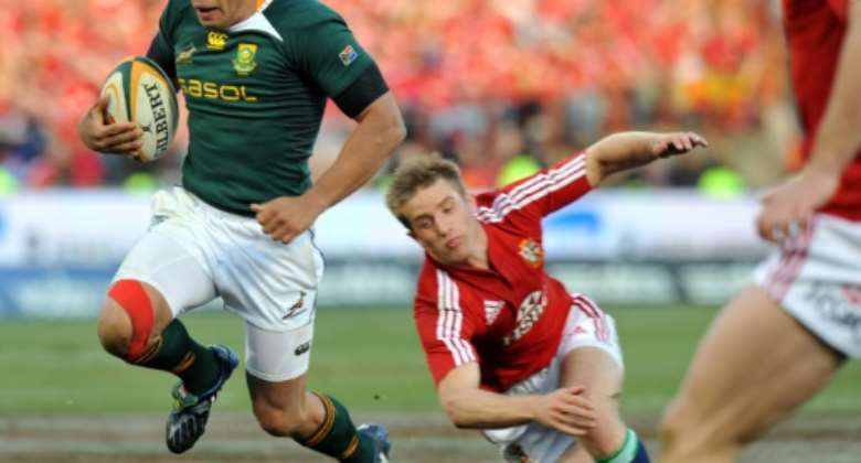 Bryan Habana scored one of his 67 Springboks Test tries against the Lions in 2009.  By ALEXANDER JOE AFPFile