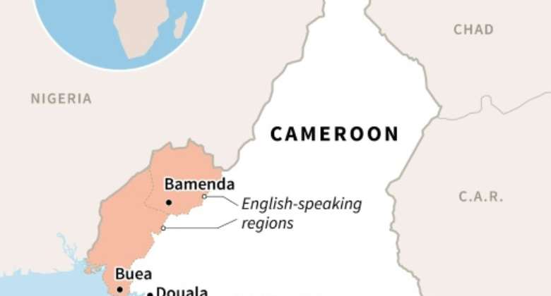 Cameroon's Northwest and Southwest Regions and their respective capitals, Bamenda and Buea.  By Valentina BRESCHI AFP