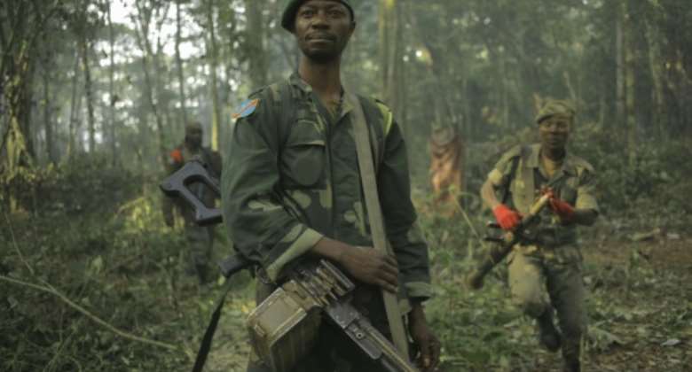 Democratic Republic of Congo soldiers are battling the ADF rebels in a joint operation with Ugandan troops.  By SÃ©bastien KITSA MUSAYI (AFP)