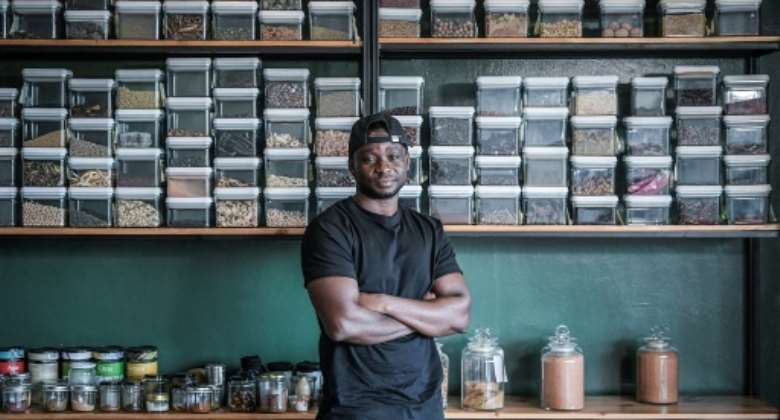 Dieuveil Malonga opened his restaurant Meza Malonga in the Rwandan capital Kigali in 2020.  By Simon MAINA (AFP)