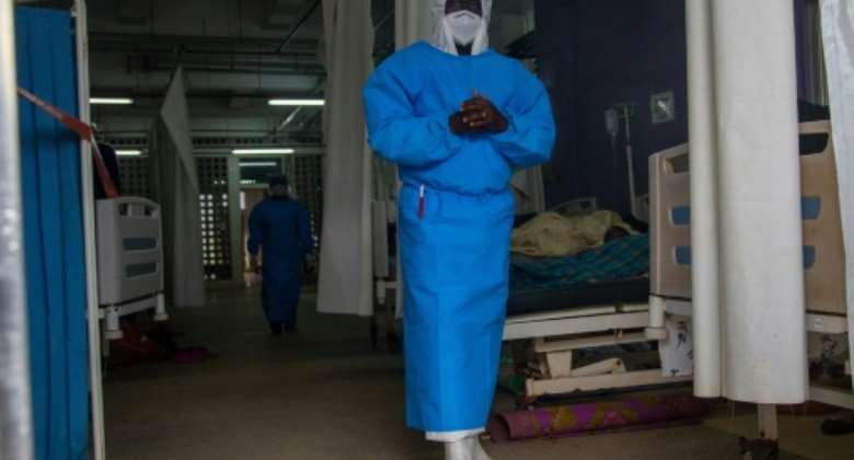 Ebola alert: A health worker at Mubende Regional Referral Hospital in central Uganda.  By BADRU KATUMBA AFPFile