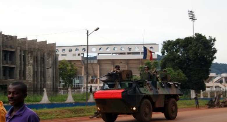 French soldiers, shown on patrol in Bangui on October 23, 2013, are to receive reinforcements under a new agreement between France and the Central African Republic.  By Pacome Pabandji AFPFile