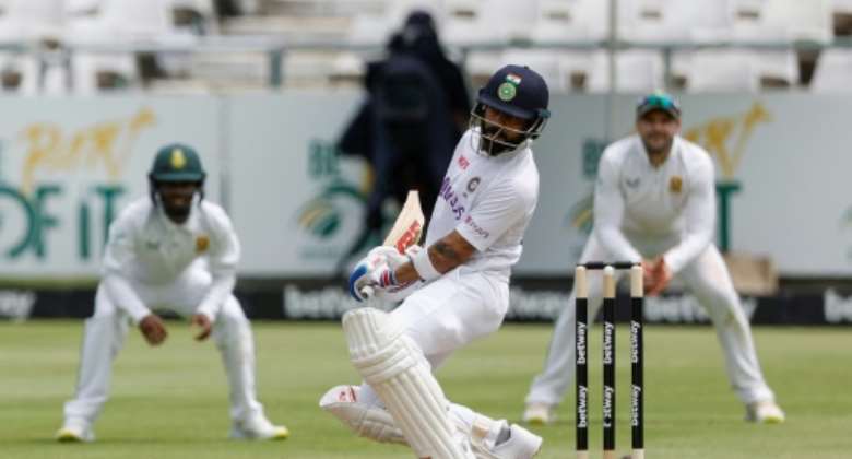 India captain Virat Kohli was made to battle hard on his way to 40 not out at tea on the first day of the third Test against South Africa.  By Marco Longari AFP